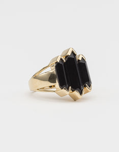 Onyx Knuckle Duster Gold Ring