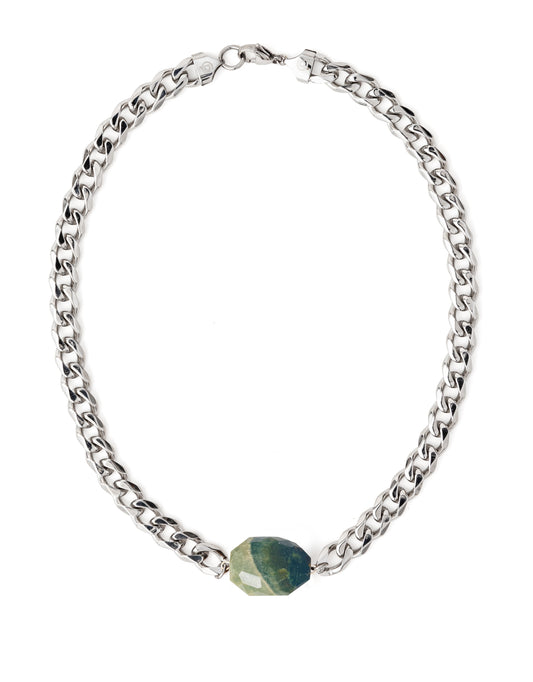 Green Jasper Silver Chunky Choker