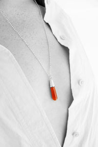 Carnelian Engraved Silver Necklace