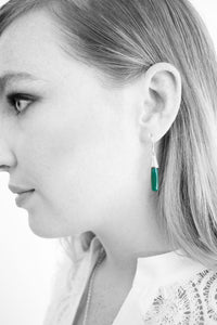 Green Onyx Engraved Silver Earrings