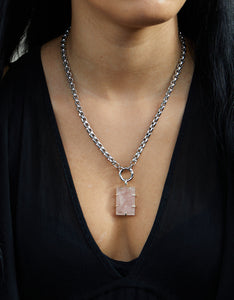 Rose Quartz Silver Amalfi Amulet