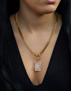 Rose Quartz Gold Arezzo Amulet
