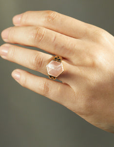 Rose Quartz Spinel Gold  Ring