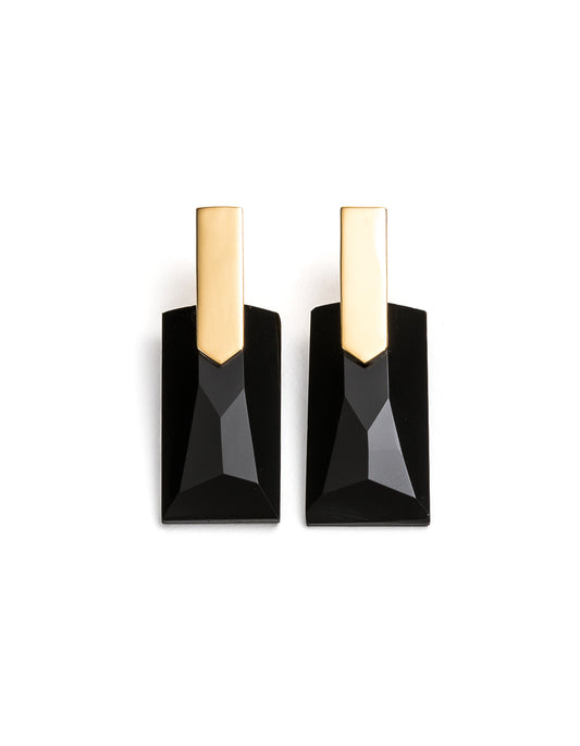 Black Onyx Gold Long Earrings | Exotic Gemstone Jewellery | Cathy Pope