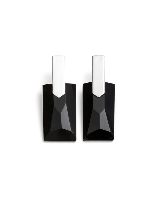 Onyx Silver Long Earrings | Exotic Gemstone Earrings | Cathy Pope NZ