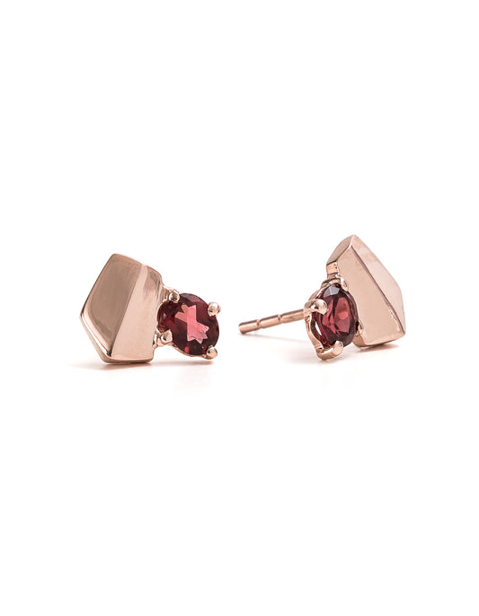 Garnet Rose Gold Studs | Exotic Gemstone Jewellery | Cathy Pope NZ