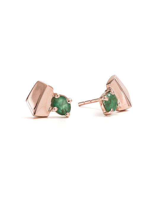 Emerald Yellow Gold Studs | Exotic Gemstone Jewellery | Cathy Pope NZ