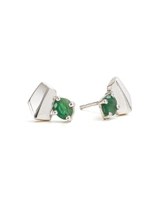 Emerald Silver Studs | Exotic Gemstone Jewellery | Cathy Pope NZ