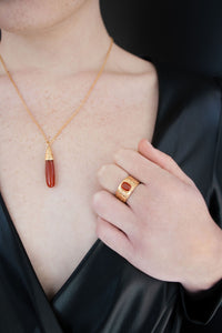 Carnelian Engraved Gold Necklace