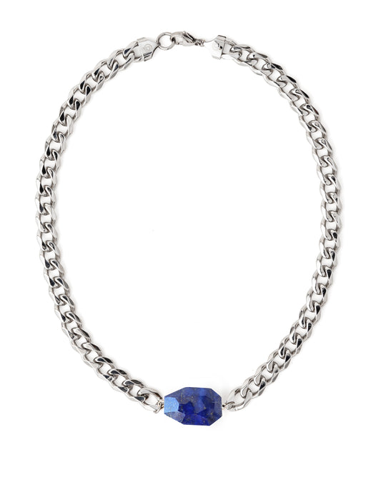 Lapis Silver Chunky Choker