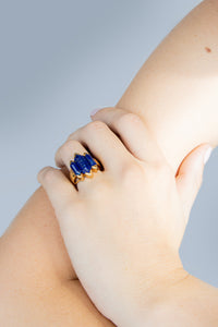 Lapis Knuckle Duster Gold Ring