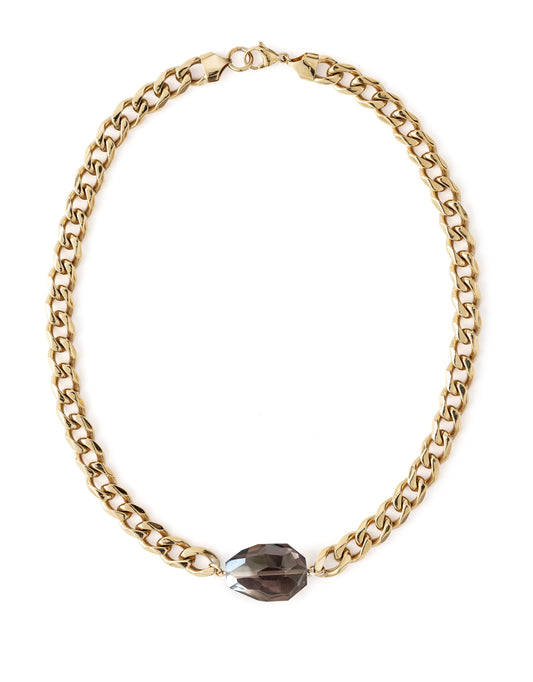 Smokey Quartz Yellow Gold Chunky Choker