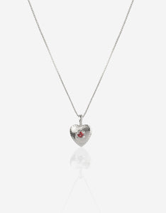 Garnet Silver Heart Necklace
