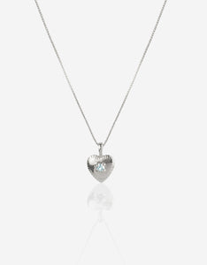 Aquamarine Silver Heart Necklace by