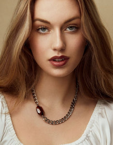 Brown Tigers Eye Classic Silver Chunky Choker