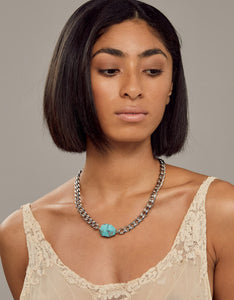 Turquoise Classic Silver Chunky Choker
