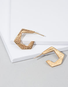 Engraved Gold Angle Hoops