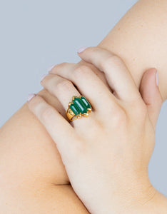 Green Onyx Knuckle Duster Gold Ring