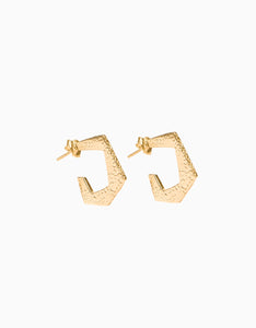 Engraved Gold Angle Hoops