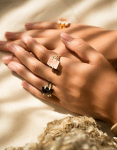 ring, gold ring, smokey quartz, smokey quartz ring, statement ring, silver ring