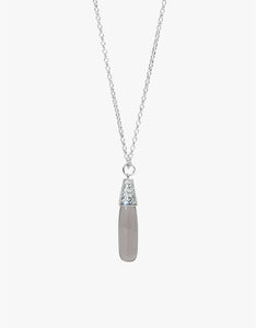 Smokey Quartz Engraved Silver Necklace